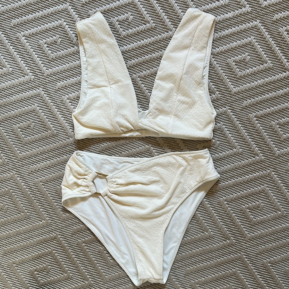 REVEL REY Abigail Top + Logan Bottom- in Cream Snake Texture *NWOT